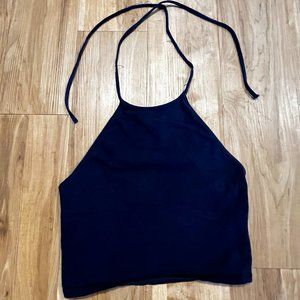 Forever 21 Navy Blue Halter Crop Top Size Medium